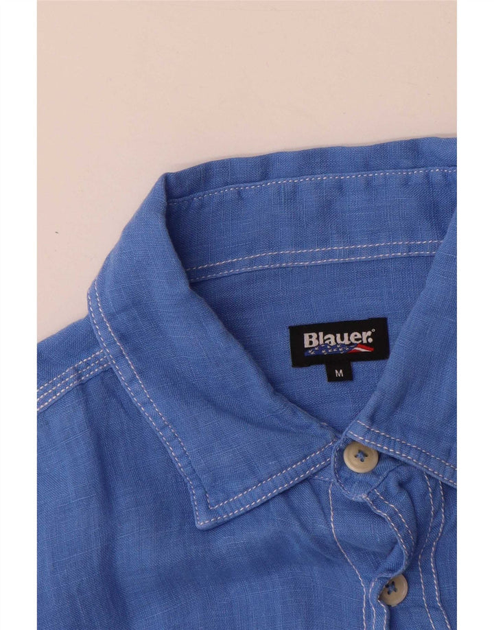 Camisa Blauer Hombre Lino Azul Medio
