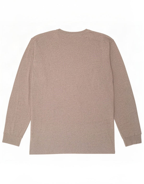 Vans Top gráfico de corte clásico para hombre, manga larga, algodón moteado gris grande