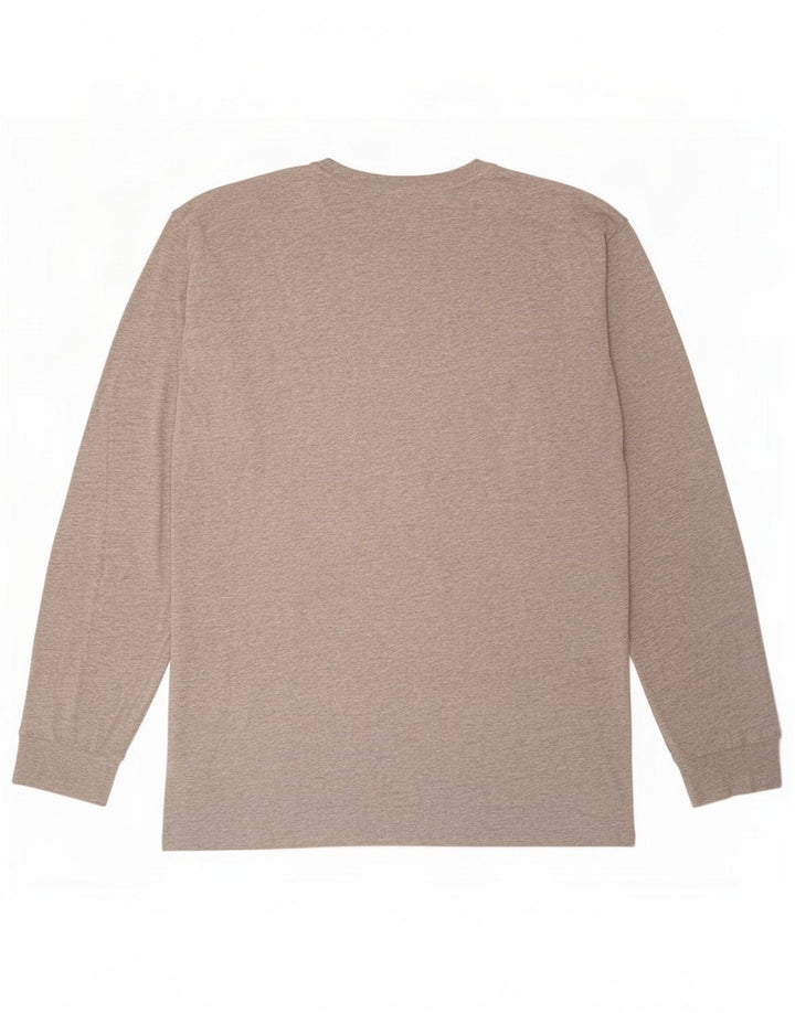 Vans Top gráfico de corte clásico para hombre, manga larga, algodón moteado gris grande