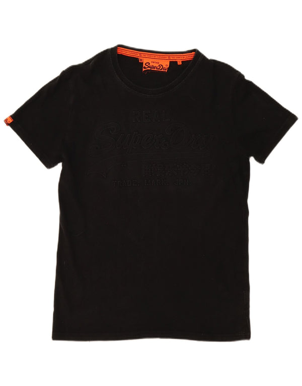SUPERDRY Camiseta gráfica para hombre Top mediano de algodón negro