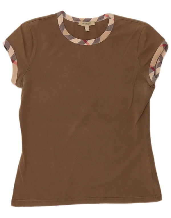 BURBERRY Camiseta para mujer Top UK 12 Medium Khaki Cotton