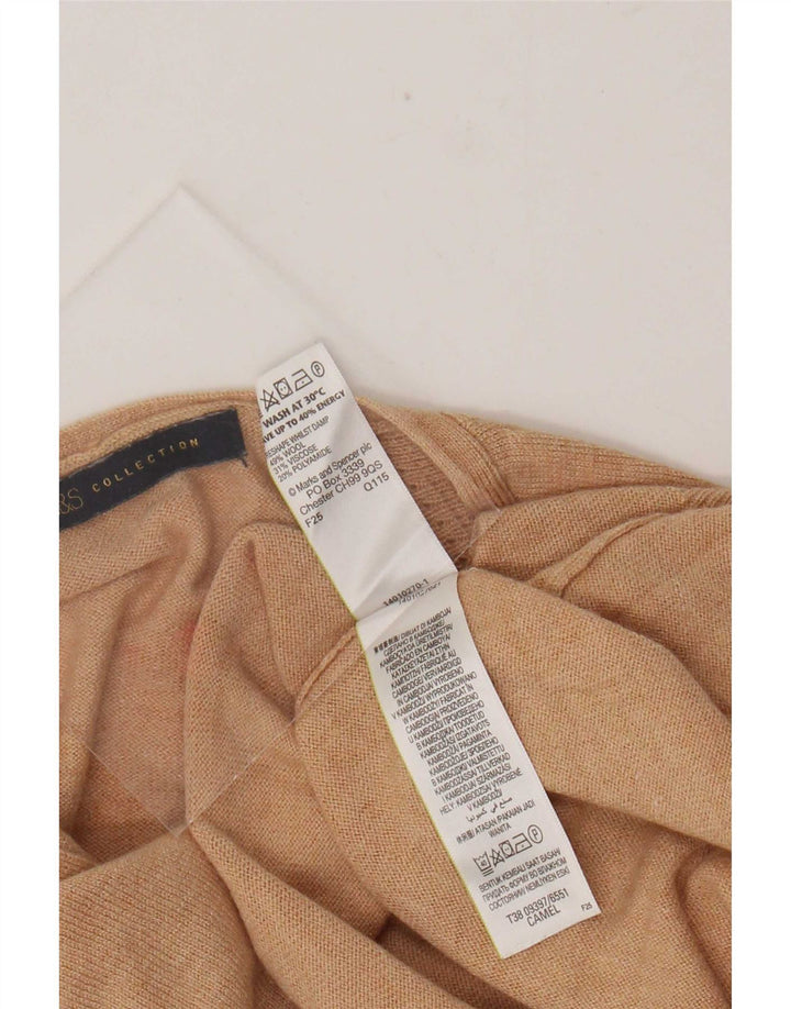Marks & Spencer Jersey con Cuello en V para Mujer UK 42 Lana Beige Mediana