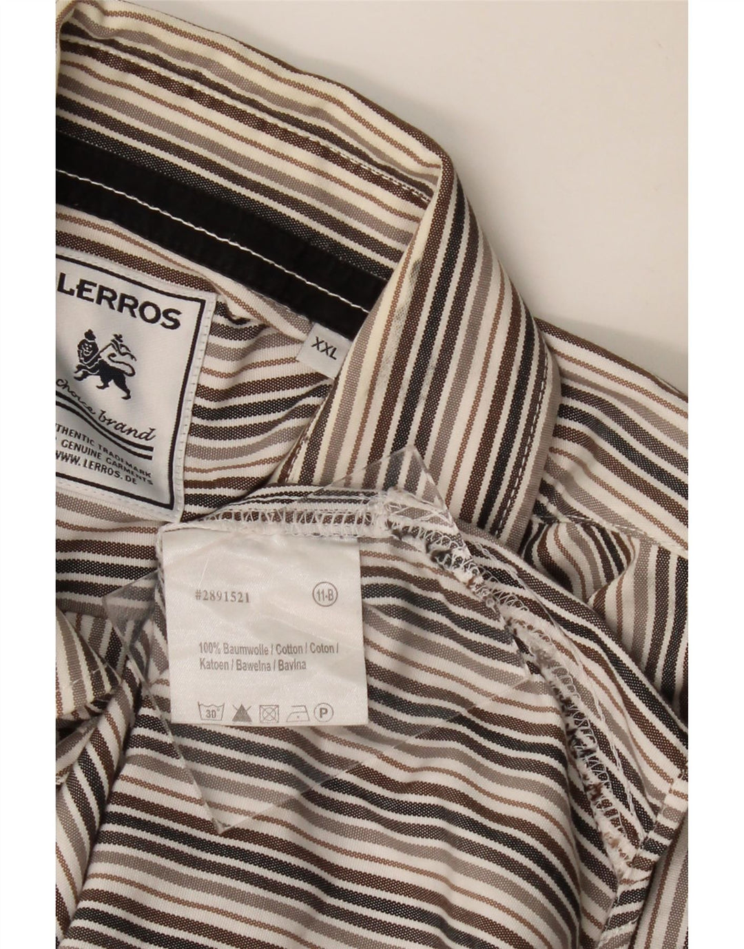 LERROS Camisa Hombre 2XL Algodón Rayas Gris