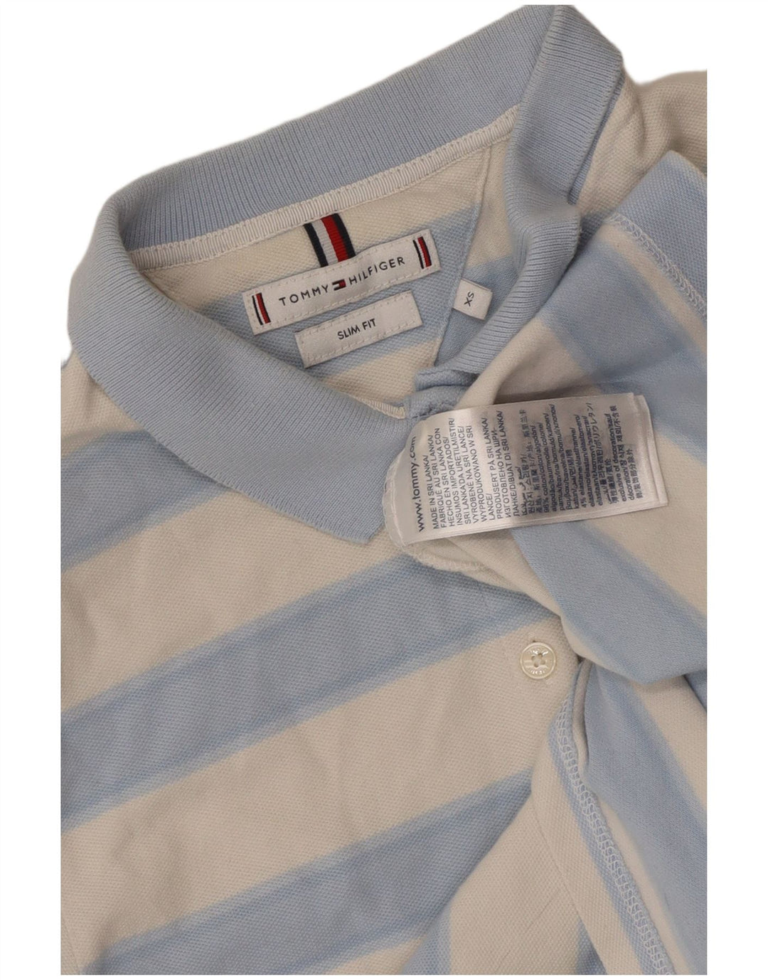 TOMMY HILFIGER Polo ajustado para mujer UK 6 XS Algodón a rayas azules