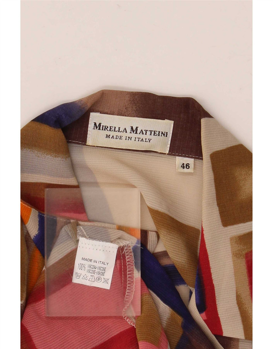 Mirella Matteini Blusa camisera para mujer IT 46 Large Multicolor Geométrico