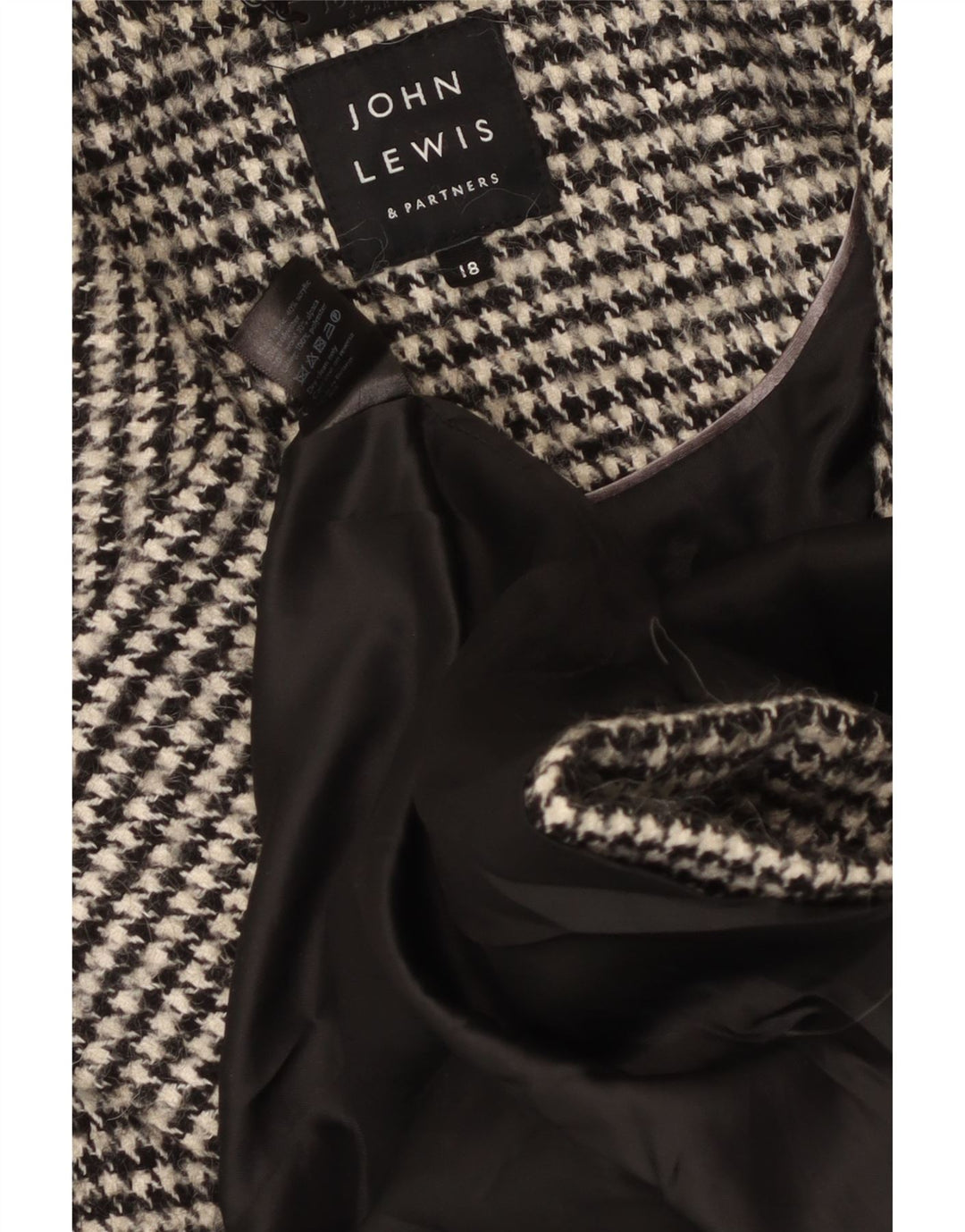 John Lewis Abrigo extragrande con doble botonadura para mujer UK 18 XL Pata de gallo negra
