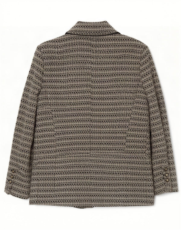 Zara Mujer Chaqueta Blazer De 3 Botones UK 40 XL Poliéster Gris A Rayas