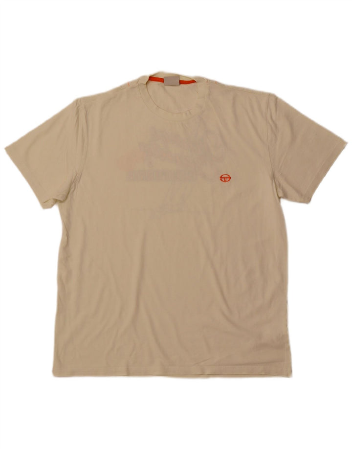 SERGIO TACCHINI Camiseta gráfica para hombre Top XL Algodón blanco roto
