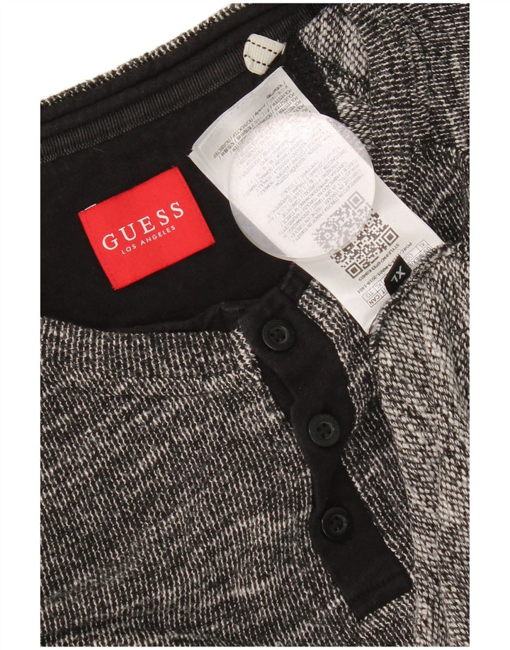 Guess Top de manga larga para hombre de algodón moteado gris grande