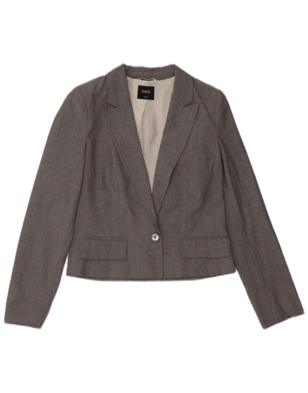 OASIS Chaqueta tipo blazer corta con 1 botón para mujer UK 8 Small Gris Poliéster