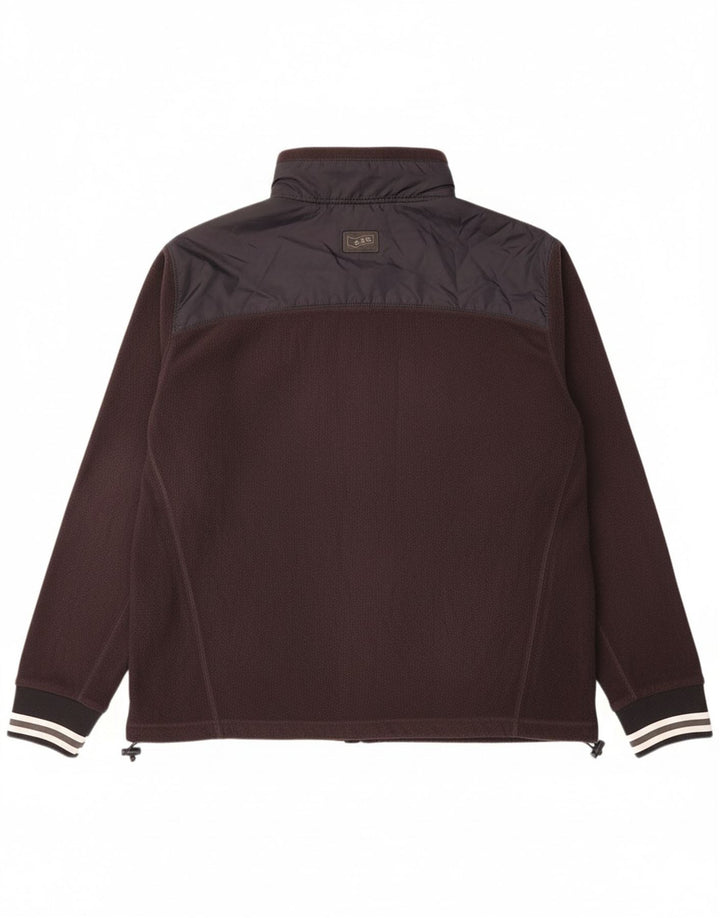 GAS Mens Fleece Jacket UK 44 2XL Brown Colourblock Polyester