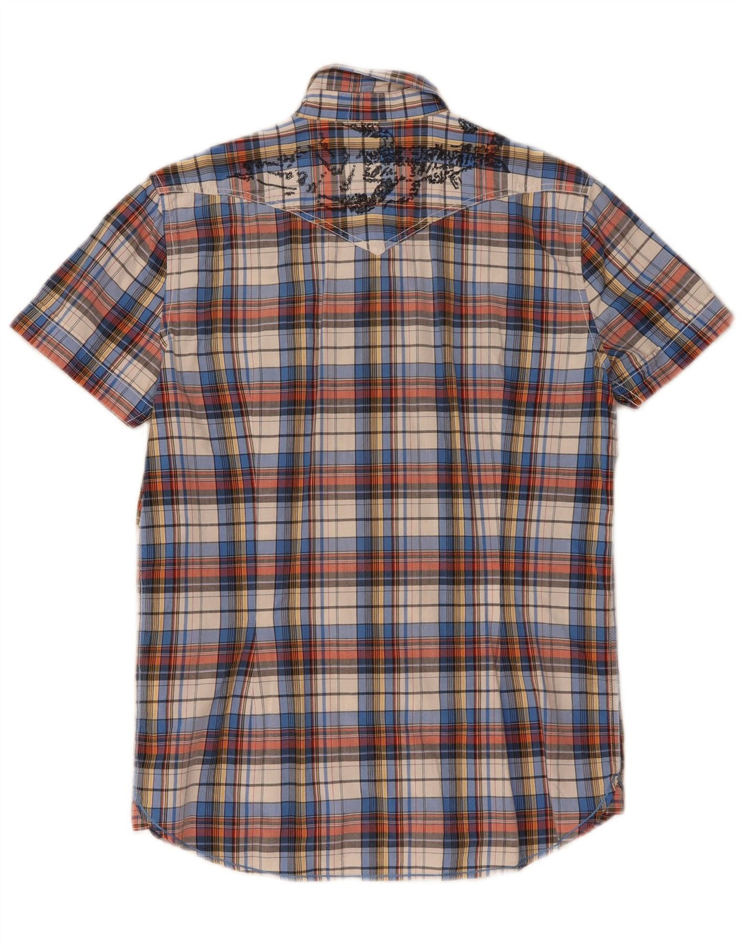 Lee Camisa De Manga Corta Con Estampado De Hombre De Algodón A Cuadros Multicolor Mediano