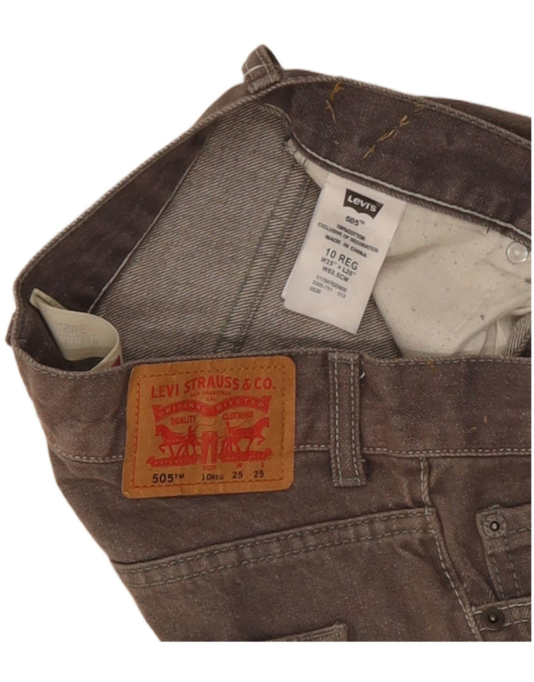Levi's Mujer 505 Vaqueros Rectos Regulares W25 L25 Algodón Gris