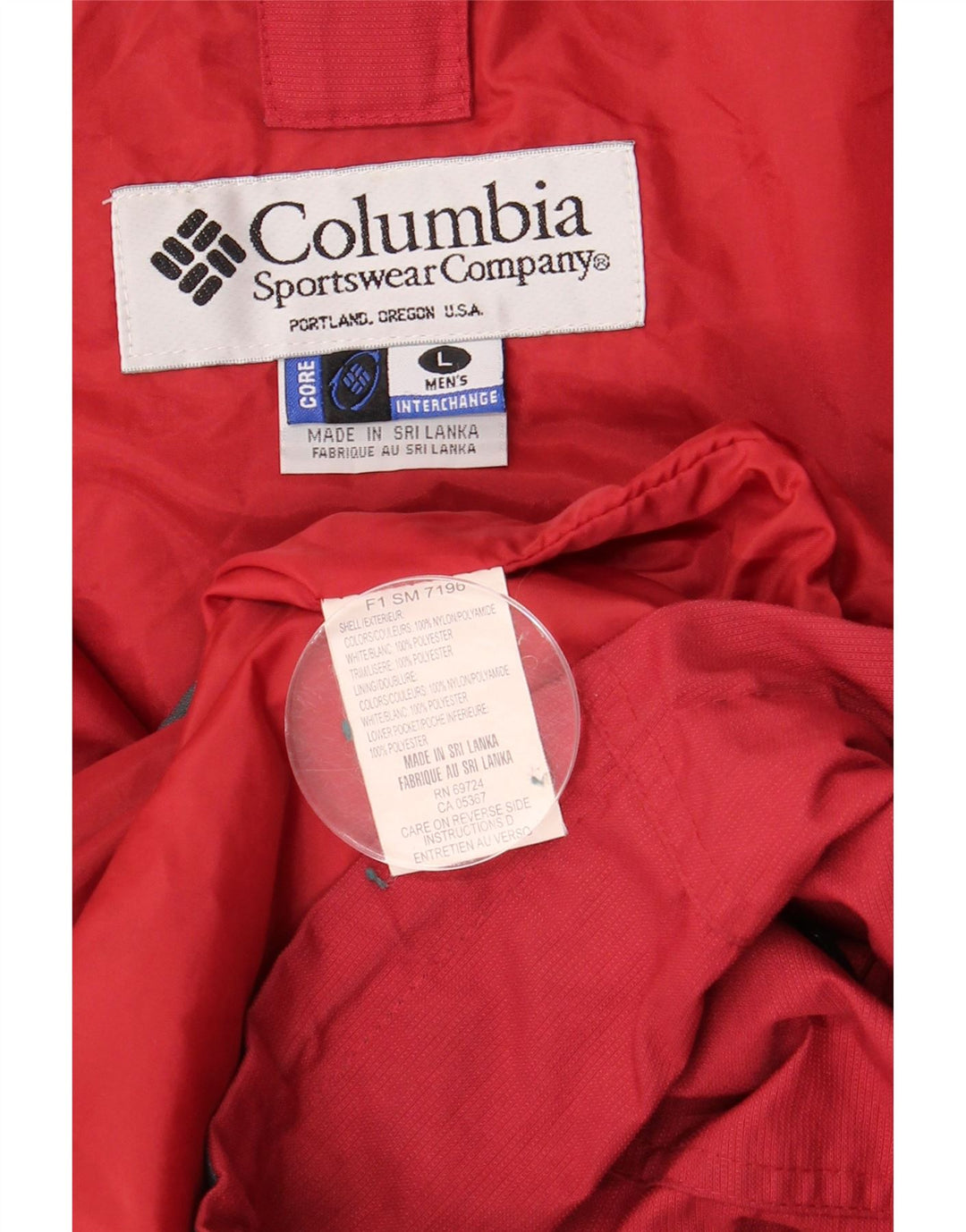 COLUMBIA Chaqueta cortavientos holgada para hombre UK 40 Large Rojo Colorblock