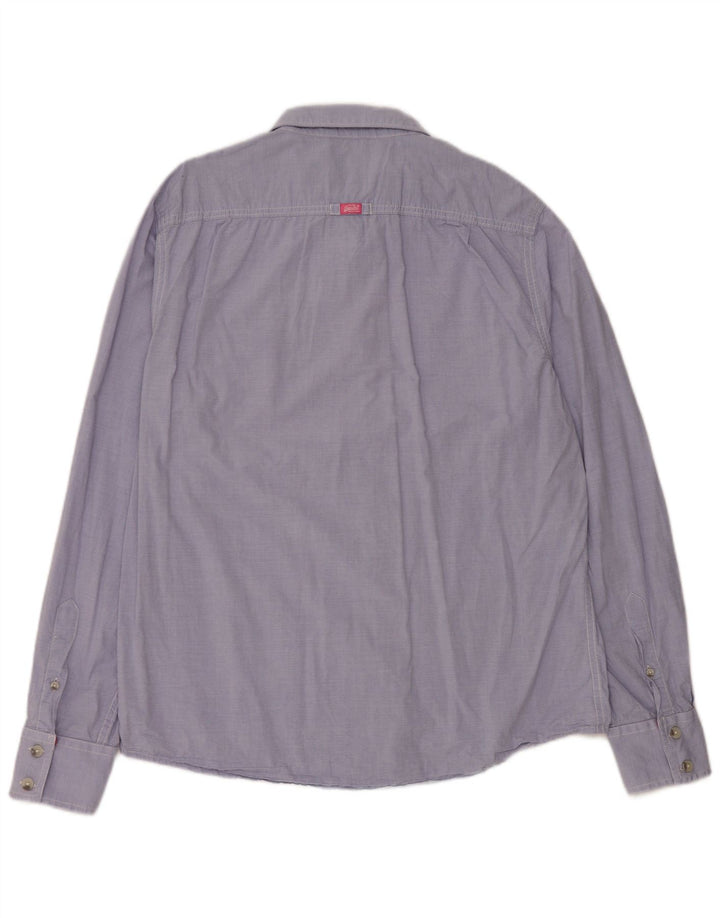 Camisa SUPERDRY para hombre 2XL Algodón a rayas azules
