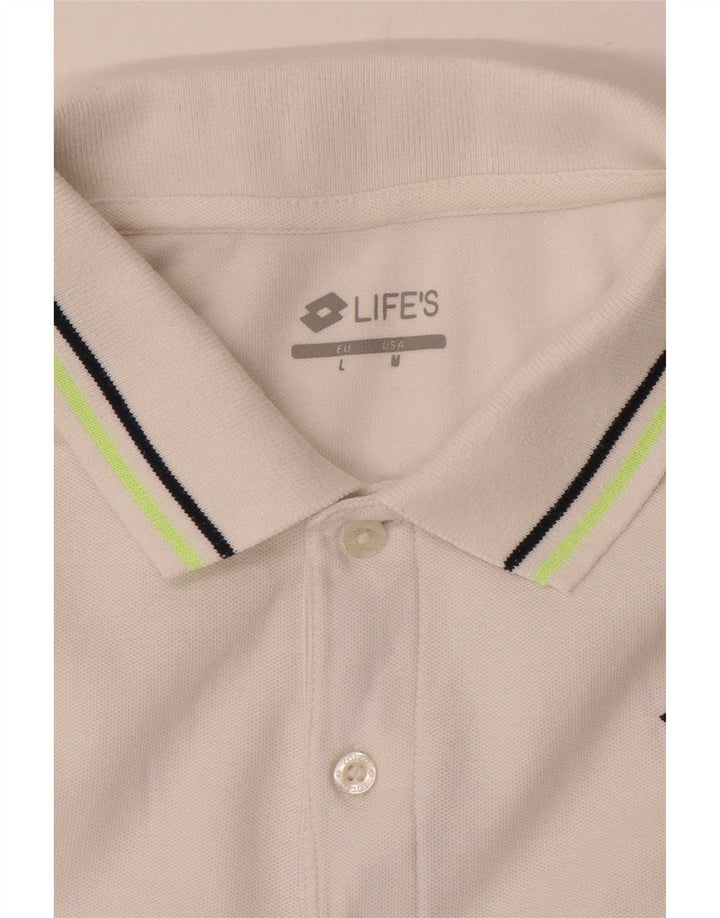 Polo Lotto Hombre Mediano Rayas Blancas