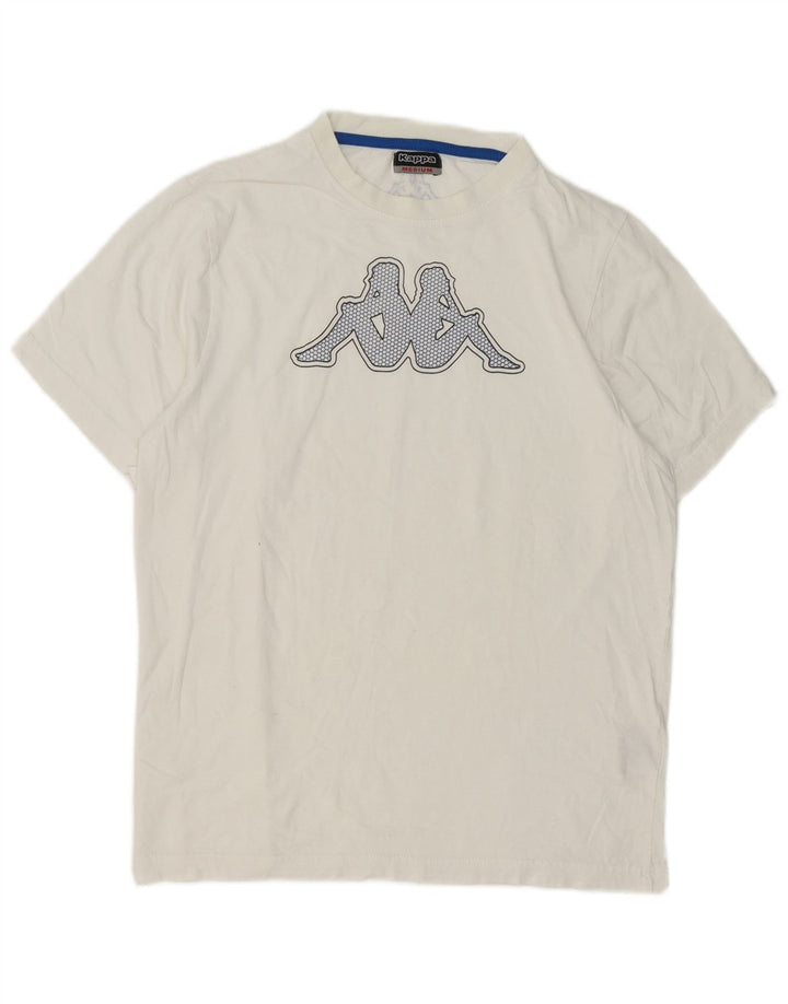 Kappa Hombre Camiseta Gráfica Top Medium Blanco Algodón