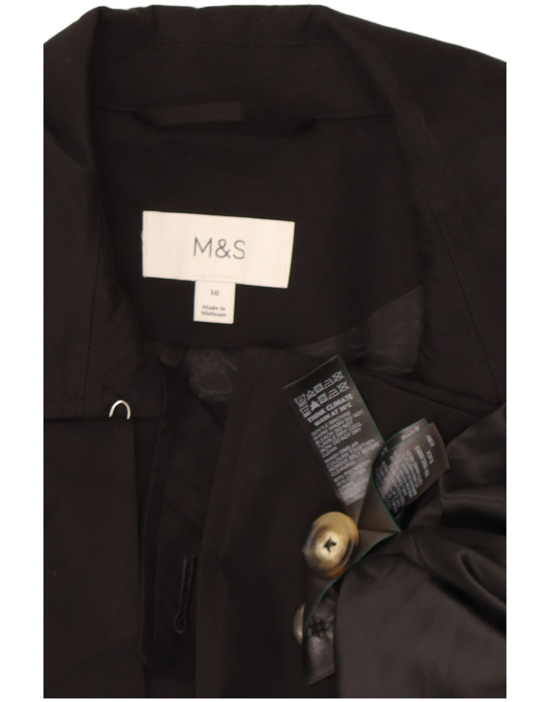 Marks & Spencer Gabardina de doble botonadura para mujer UK 10 Small Black