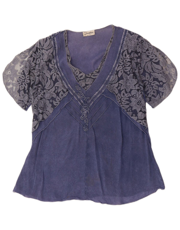 JOSEPHINE Blusa para Mujer Top UK 46 Grande Azul Floral