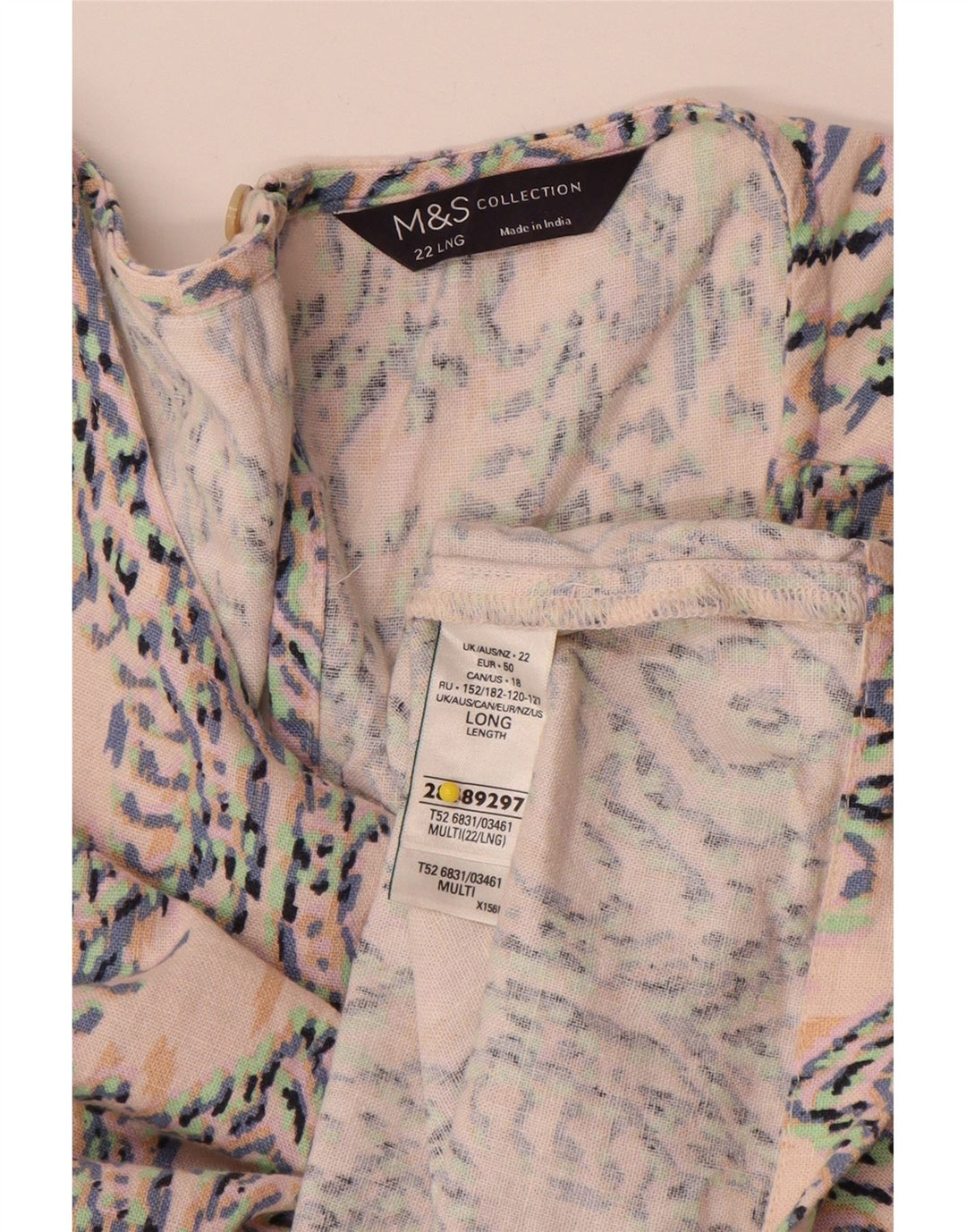 Marks & Spencer Vestido recto sin mangas para mujer UK 22 3XL Ikat multicolor