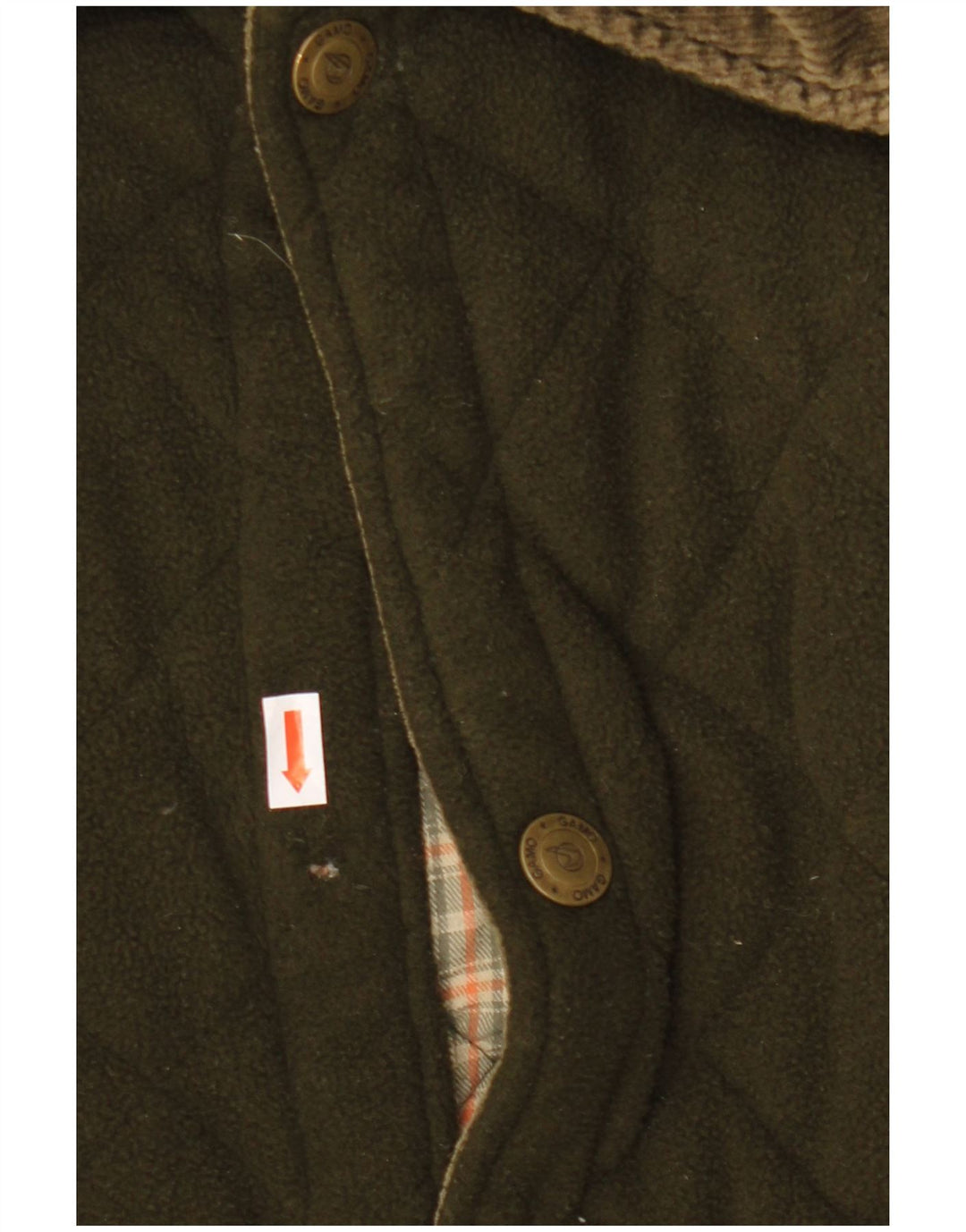 Vintage hombres polar chaqueta acolchada Reino Unido 42 XL poliéster caqui