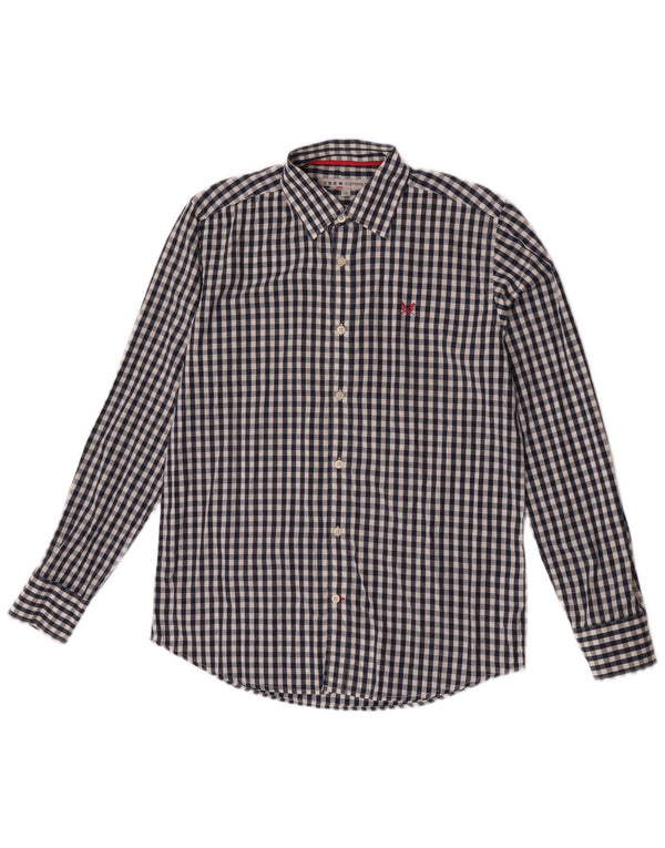 Crew Clothing Camisa de corte clásico para hombre, talla pequeña, algodón a cuadros azul marino