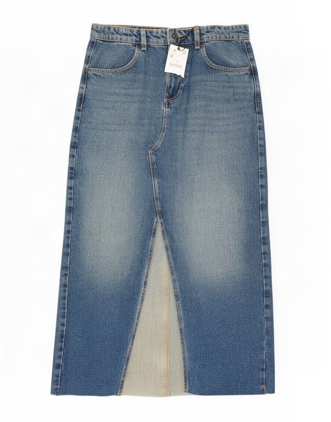 Zara Falda Maxi Vaquera Mediana W28 Azul Algodón