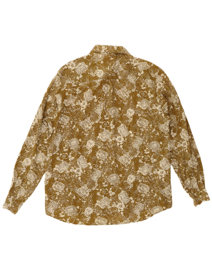 Camisa vintage para hombre grande verde floral