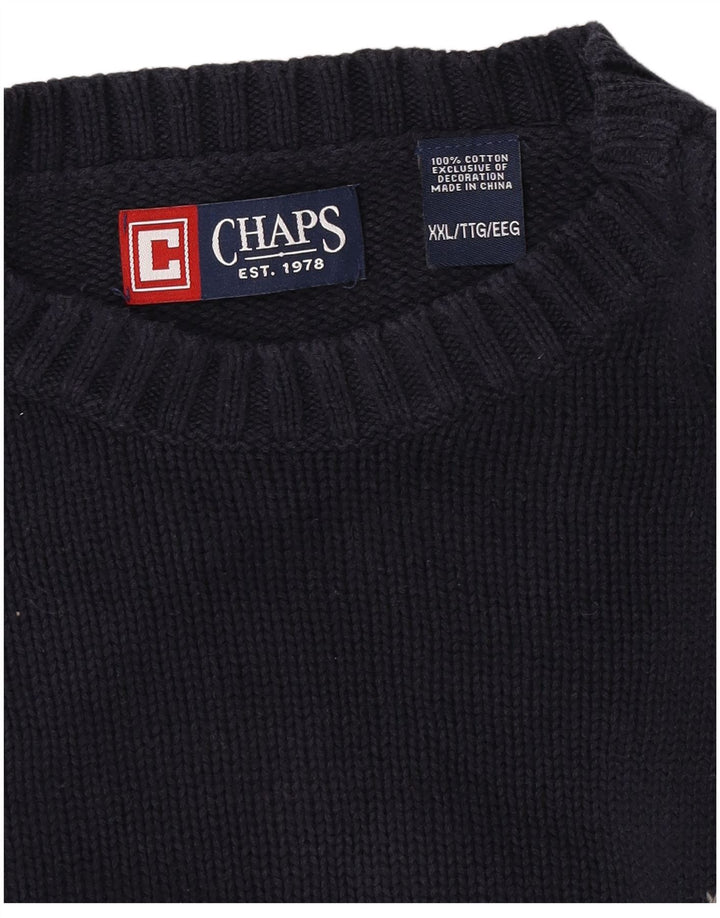 Chaps Jersey de cuello redondo para hombre, talla 2XL, algodón azul marino
