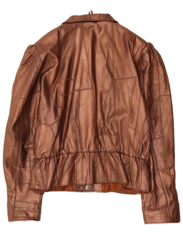 Vintage mujer chaqueta de cuero Reino Unido 14 marrón medio