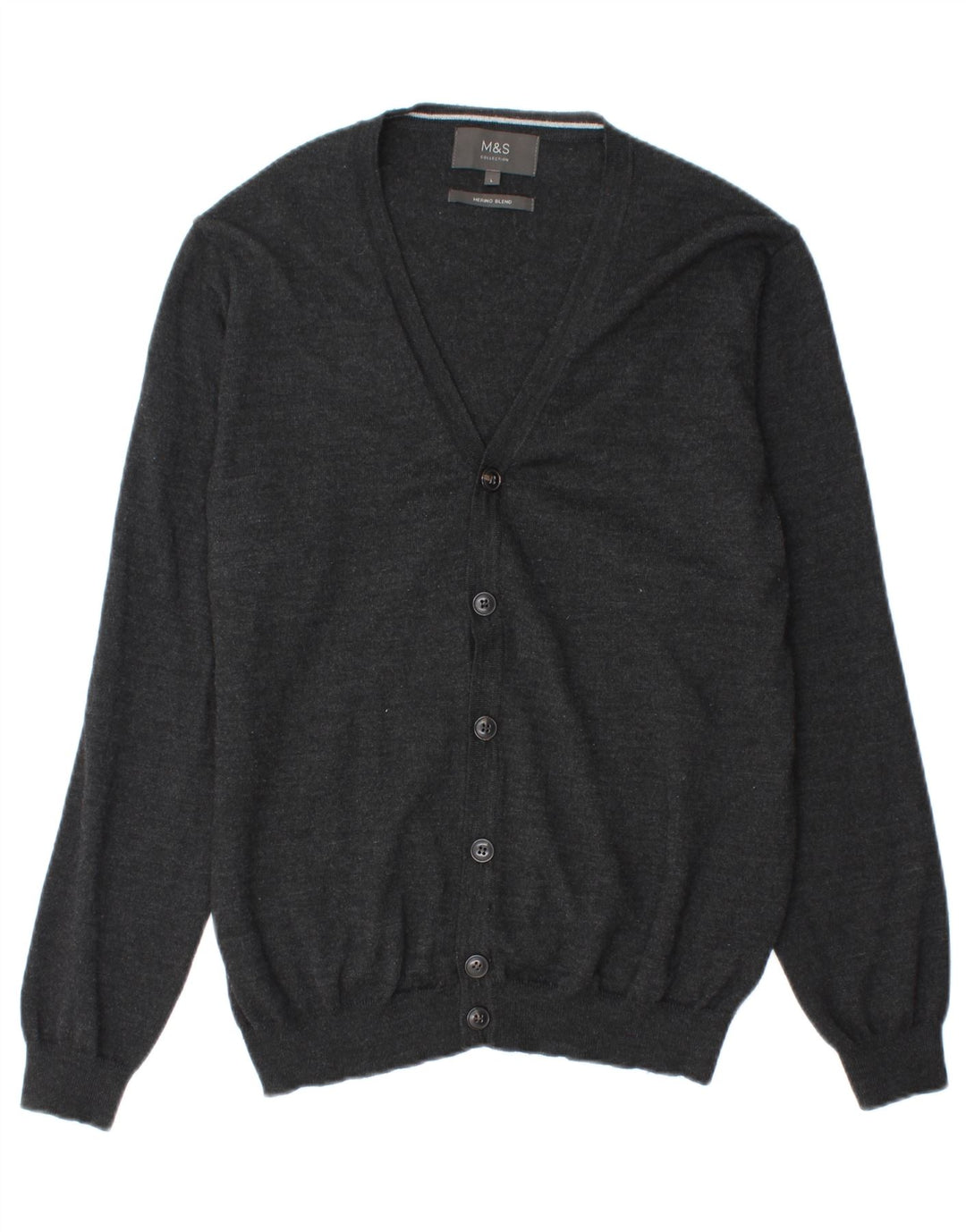 Marks & Spencer Suéter tipo cárdigan para hombre, tamaño grande, acrílico negro