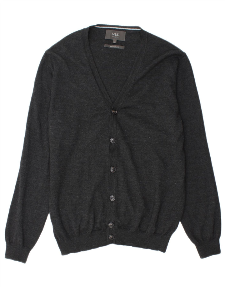 Marks & Spencer Suéter tipo cárdigan para hombre, tamaño grande, acrílico negro