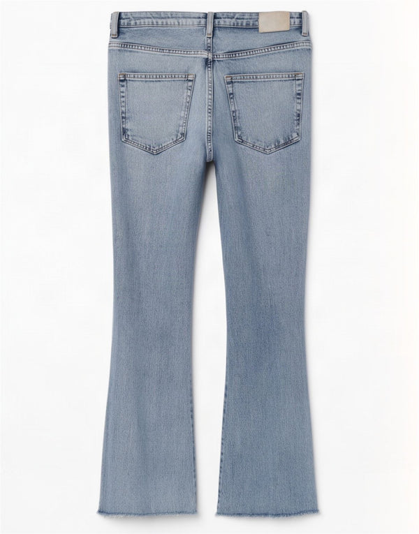 Zara Jeans Acampanados Desgastados para Mujer EU 40 Medium W30 L27 Algodón Azul