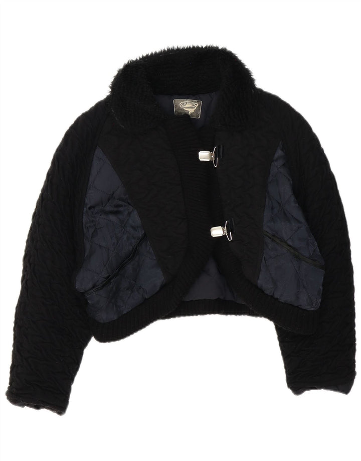 Vintage mujer Bolero chaqueta Reino Unido 14 medio negro colorblock