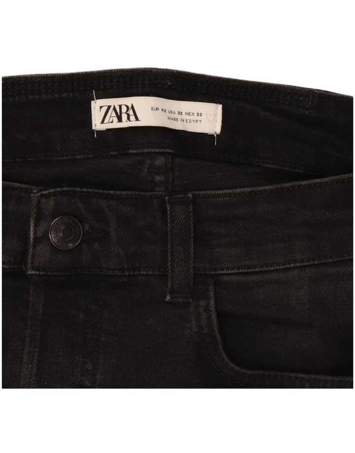 ZARA Vaqueros pitillo desgastados para hombre EU 42 Large W32 L28 Negro