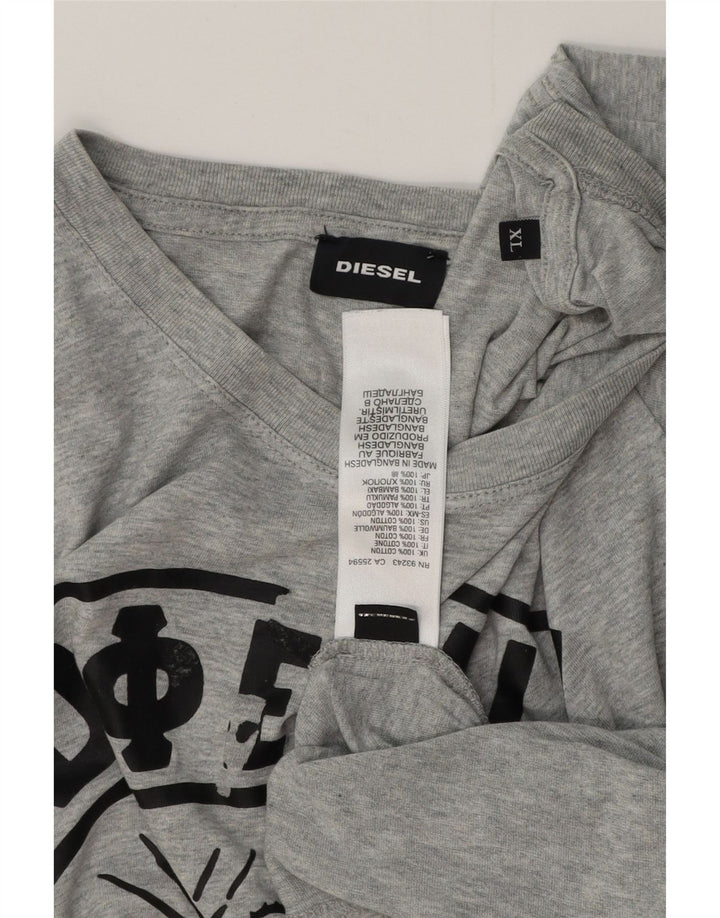 DIESEL Camiseta gráfica para hombre Top XL Gris Algodón