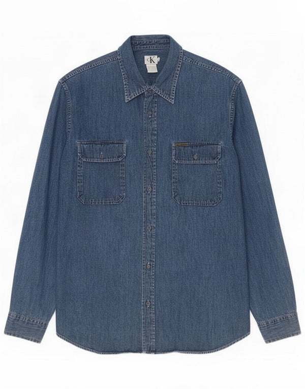 Calvin Klein Jeans Camisa vaquera para hombre XL Algodón azul