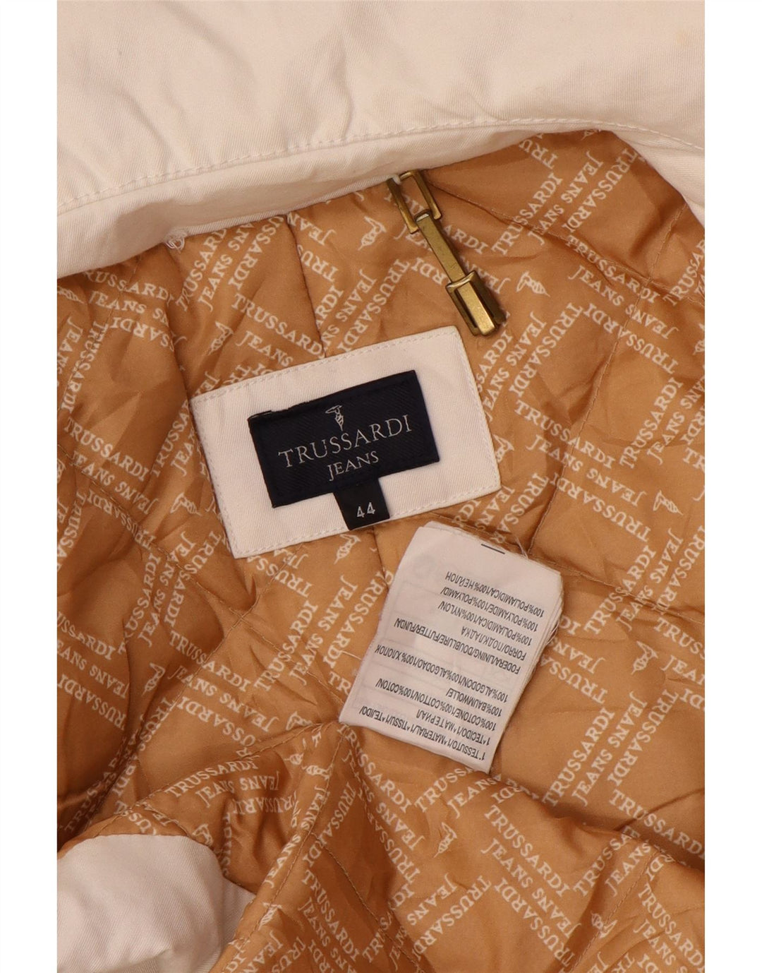 Abrigo Mujer Trussardi Jeans Acolchado IT 44 Medio Blanco Algodón