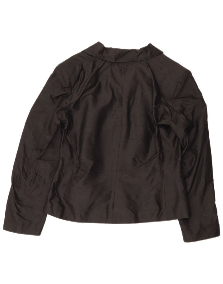 Luisa Spagnoli Chaqueta Blazer de 3 Botones para Mujer IT 46 Grande Seda Negra