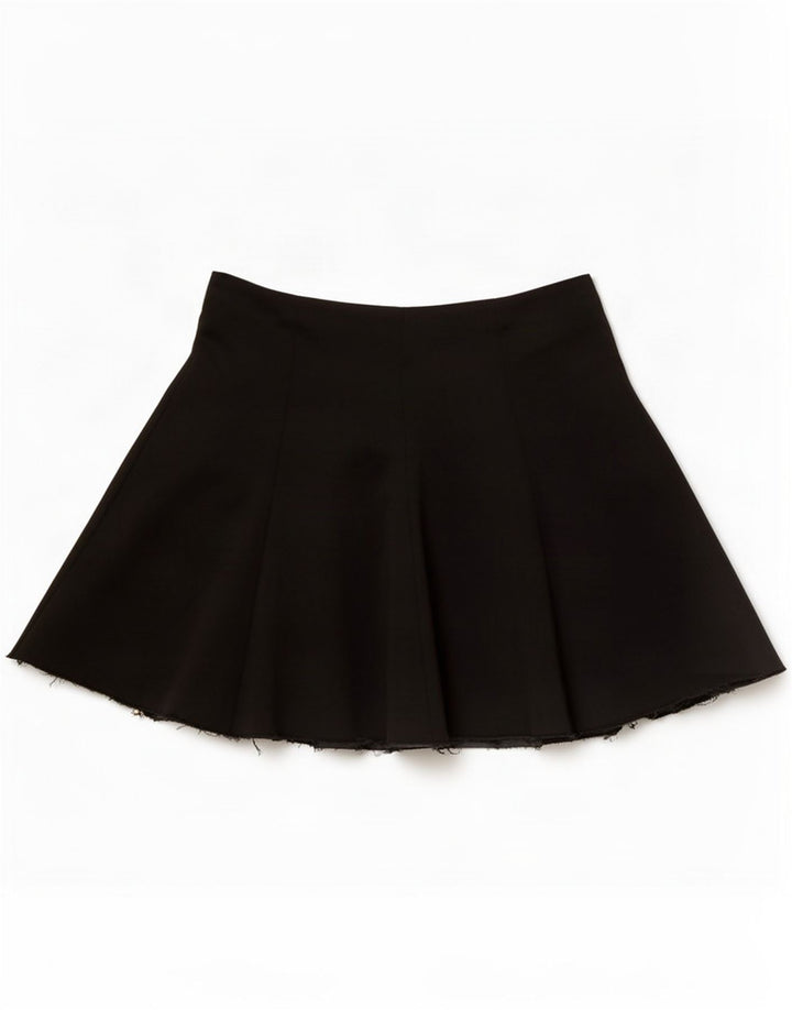 Vintage Mujer Mini Falda Mediana W28 Poliéster Negro