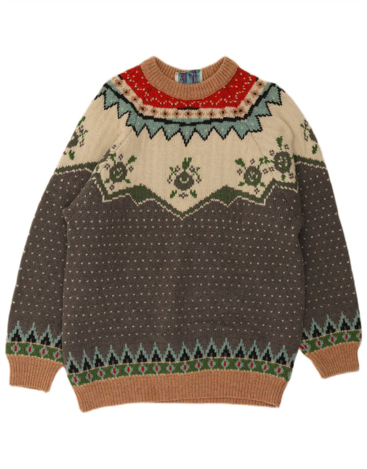 Creativity - Jersey de cuello redondo para hombre, talla grande, multicolor, lana Fair Isle