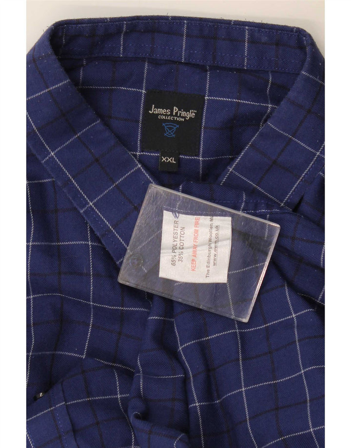 James Pringle Camisa de franela para hombre 2XL Poliéster a cuadros azul marino