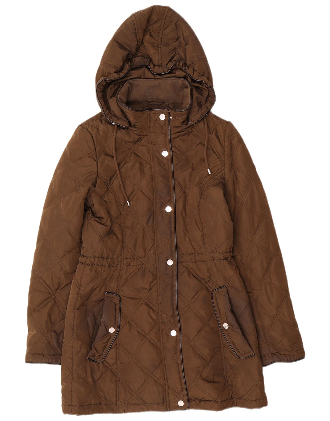 Dkny Chaqueta acolchada con capucha para mujer UK 10 Small Marrón Poliéster