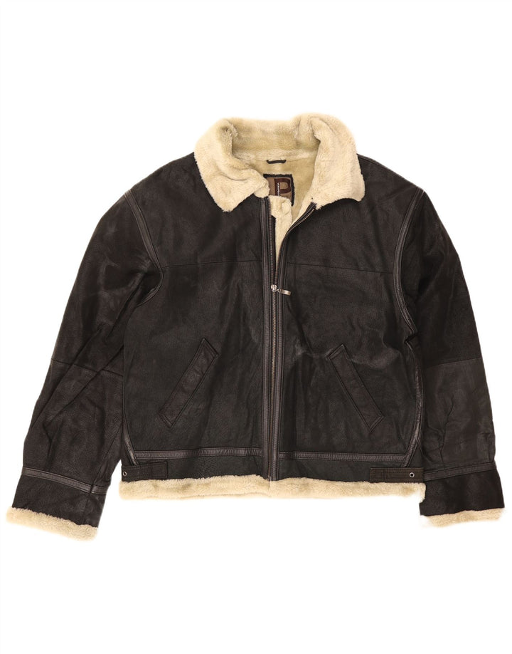 Conbipel Chaqueta de piel de oveja para hombre UK 42 XL Cuero negro