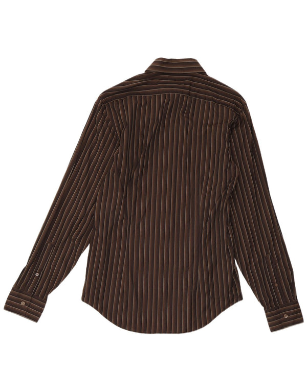 Camisa Calvin Klein Slim Fit para hombre Talla 15 38 Algodón a rayas marrón medio