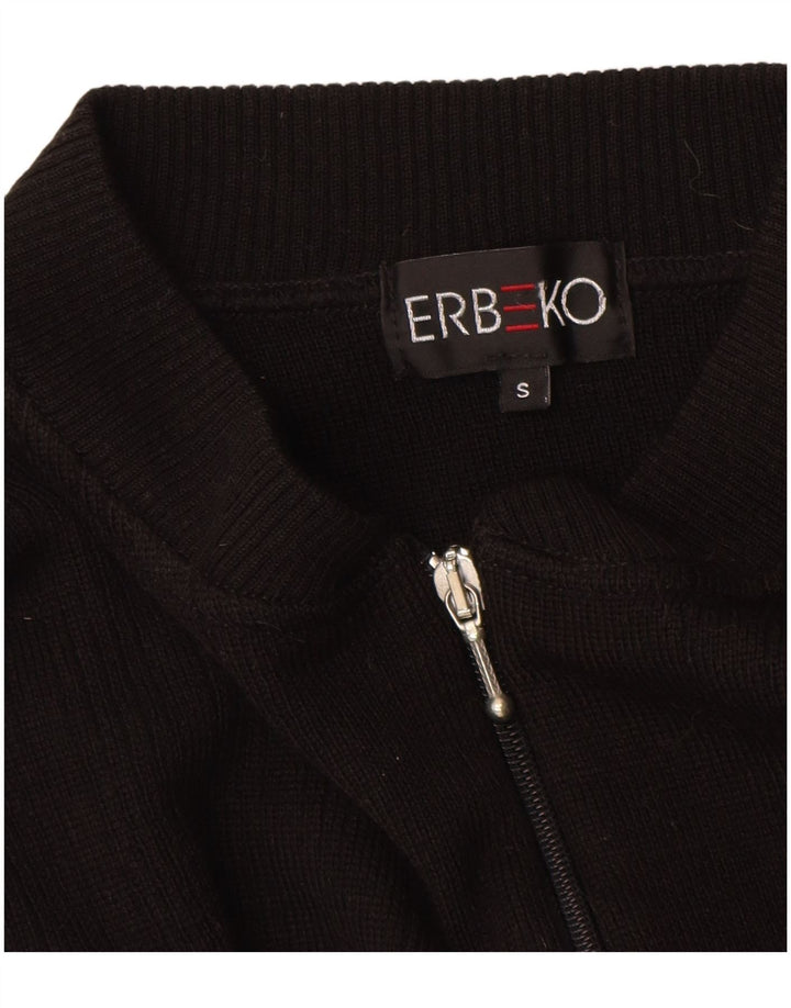 Vintage hombres Cardigan suéter pequeño lana negra