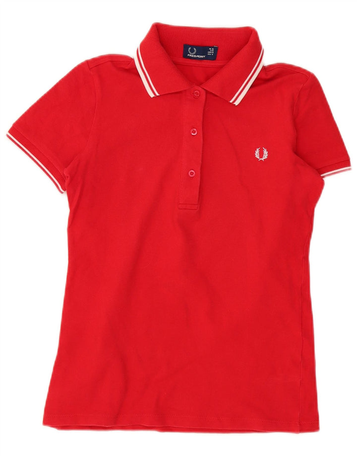 Fred Perry Polo para Mujer UK 10 Small Rojo Algodón