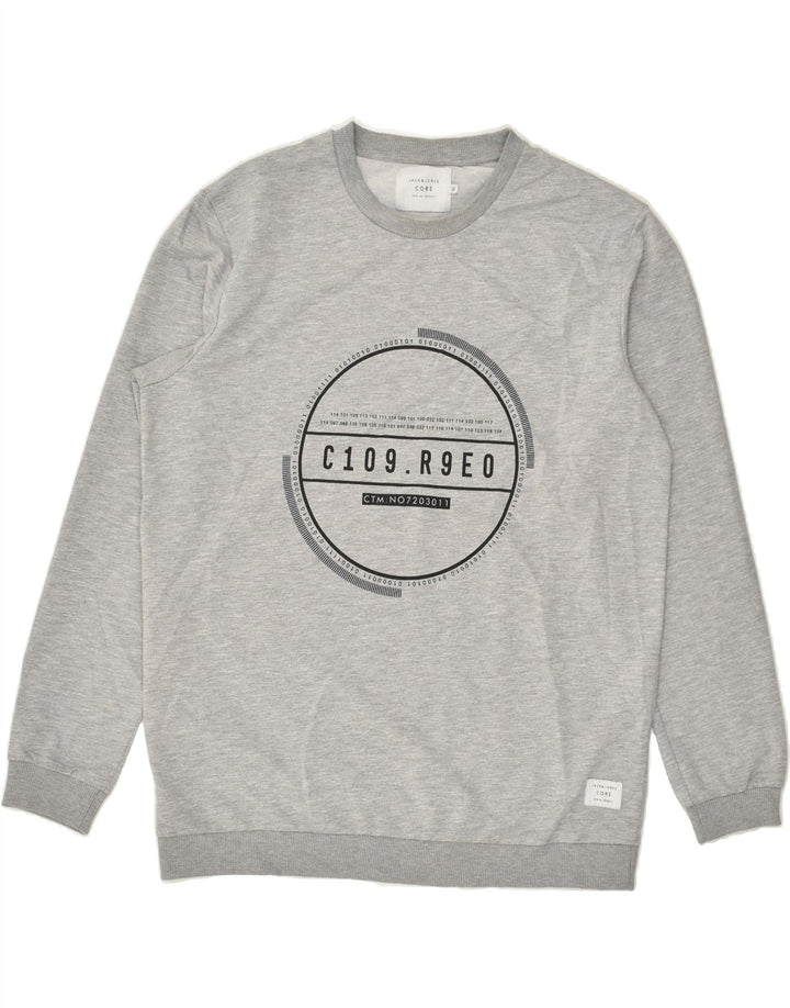 JACK & JONES Mens Graphic Sweatshirt Jumper XL Grey Cotton | Vintage Jack & Jones | Thrift | Second-Hand Jack & Jones | Used Clothing | Messina Hembry 