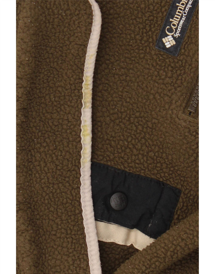 Columbia - Jersey de forro polar con cuello y botones para hombre, talla 2XL, poliéster caqui