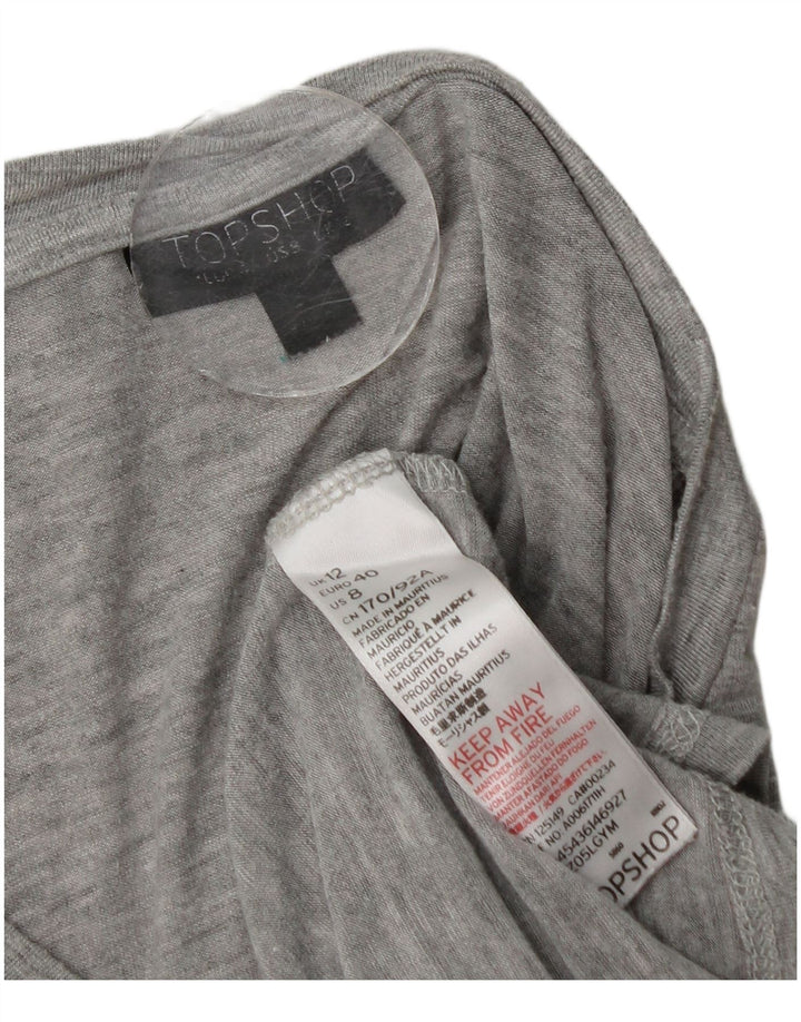 Topshop Top con volantes en la parte delantera para mujer, manga larga, UK 42, color gris medio moteado